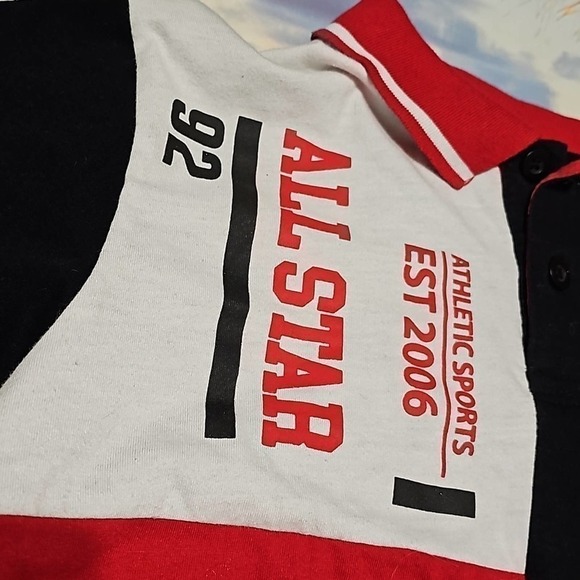 Red Ape Colorblock Black Red White Polo Shirt‎ Size Medium - Picture 2 of 7
